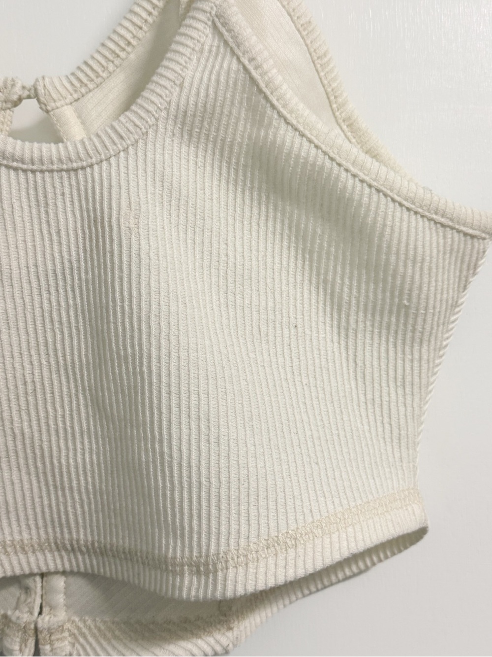 Urban Outfitters Ribbed Button Front Cropped Tank Top Cream Medium - Picture 10 of 16